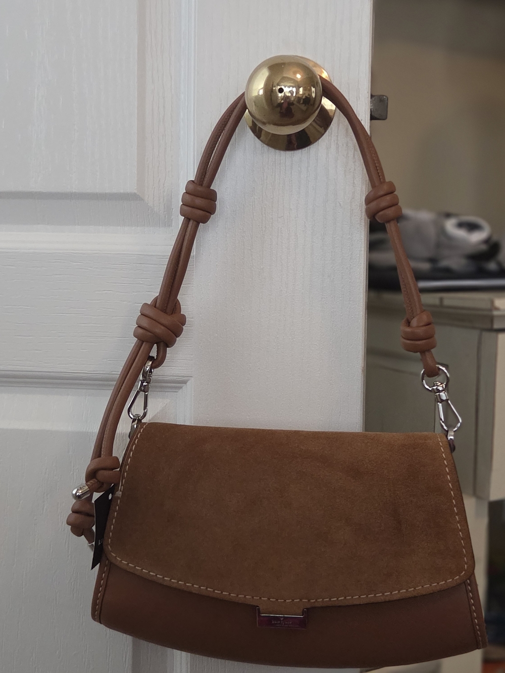 Kate Spade Brown Suede & Leather Shoulder Bag - Picture 2 of 4